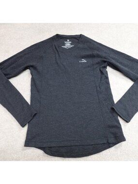 LL Bean Shirt Small Gray Charcoal Heather Midweight Cresta  Merino Raglan 264500